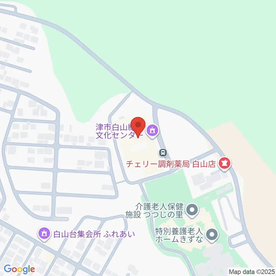 津市白山総合文化センター周辺のファミレス・ファーストフード一覧地図