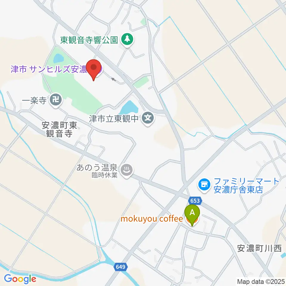 サンヒルズ安濃周辺のファミレス・ファーストフード一覧地図