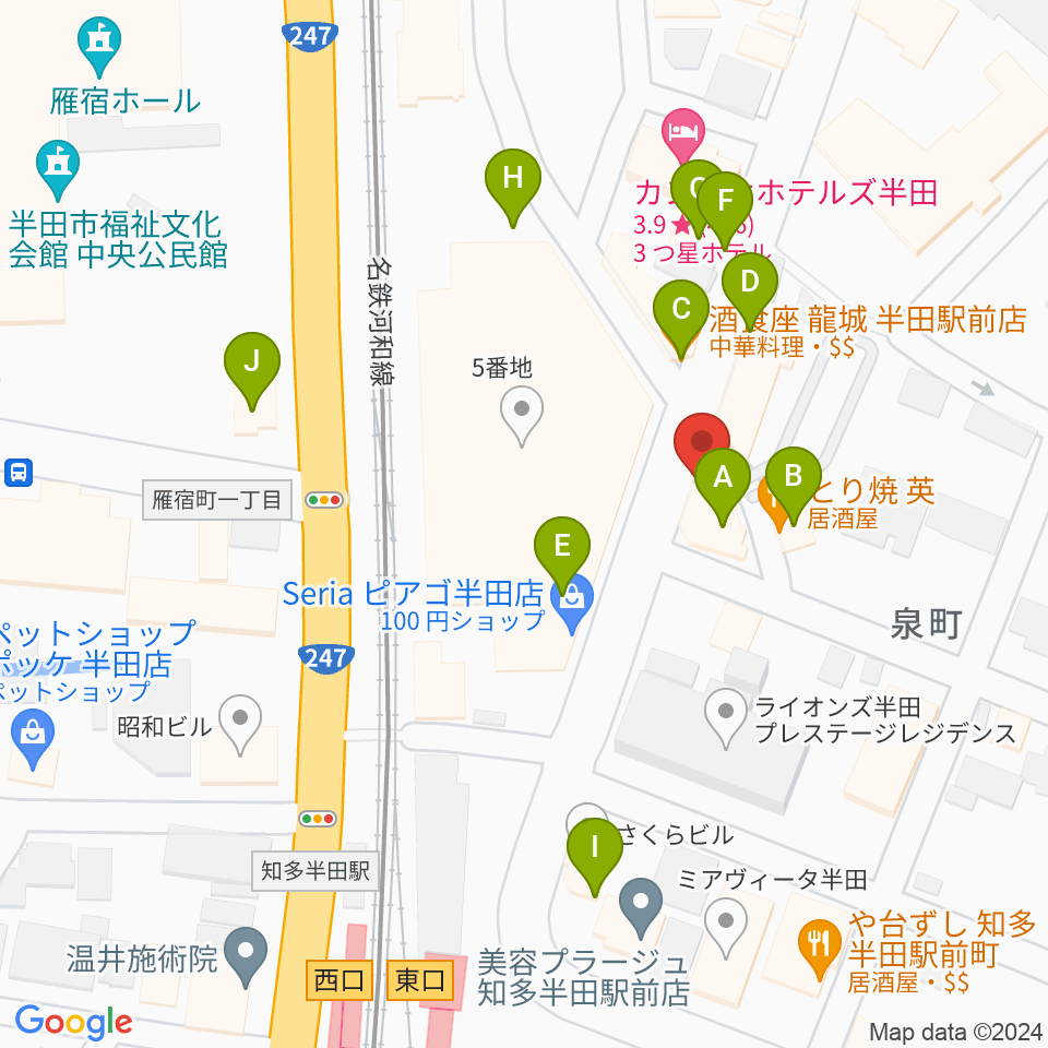 ミュージックメイトマツイシ周辺のファミレス・ファーストフード一覧地図