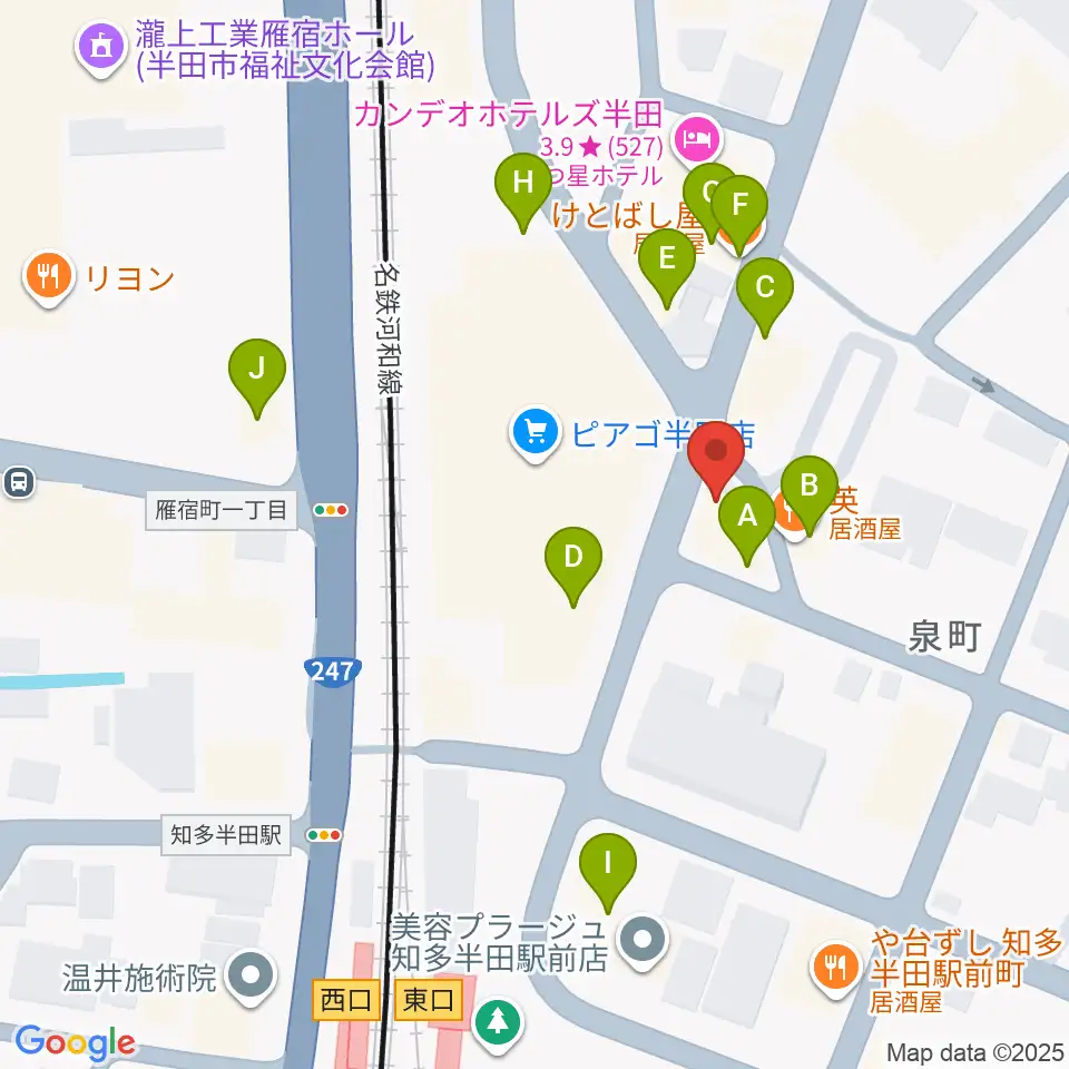 ミュージックメイトマツイシ周辺のファミレス・ファーストフード一覧地図