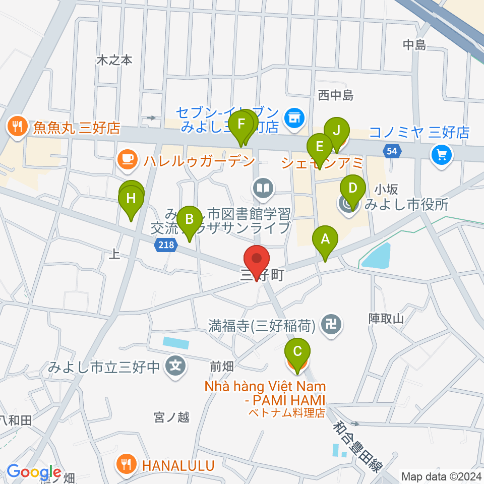 楽器晴海堂周辺のファミレス・ファーストフード一覧地図