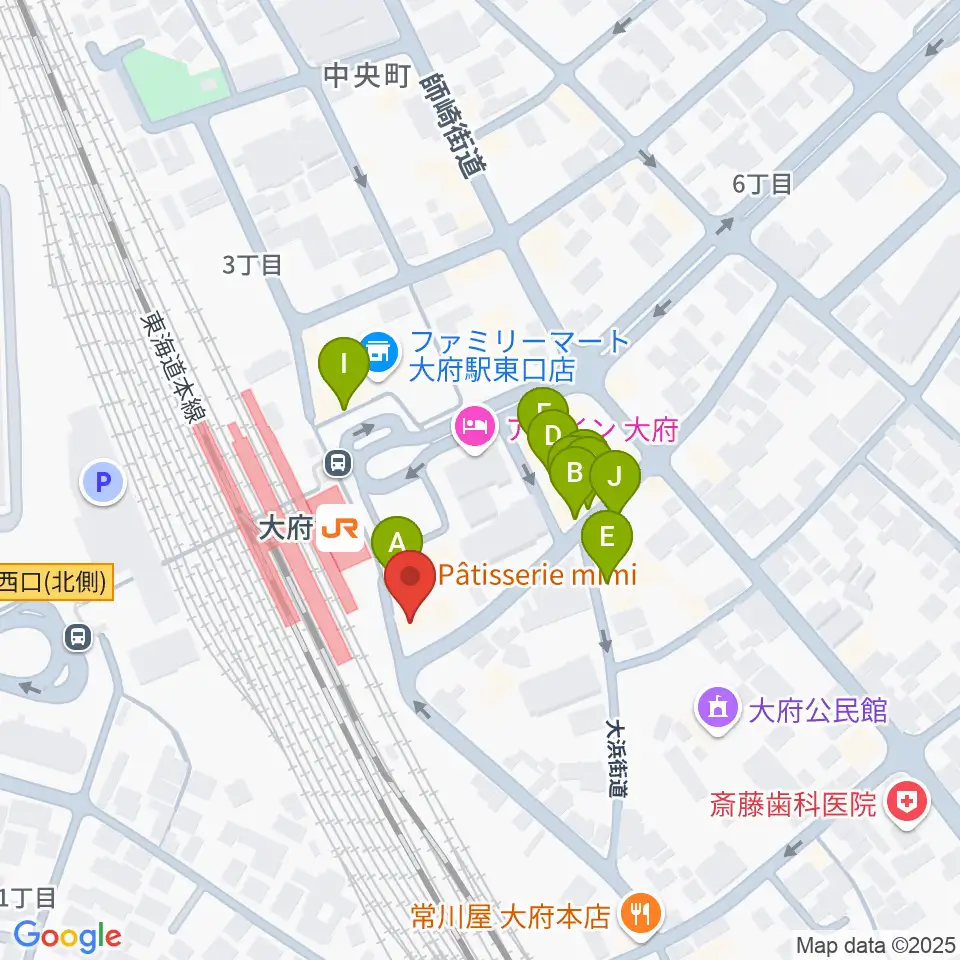 楽器晴海堂 大府ミュージックセンター周辺のファミレス・ファーストフード一覧地図