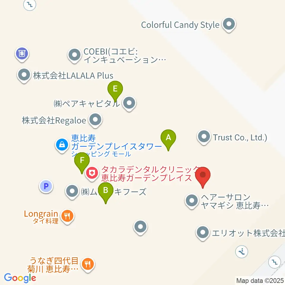 WE LOVE MUSIC Inc.周辺のファミレス・ファーストフード一覧地図