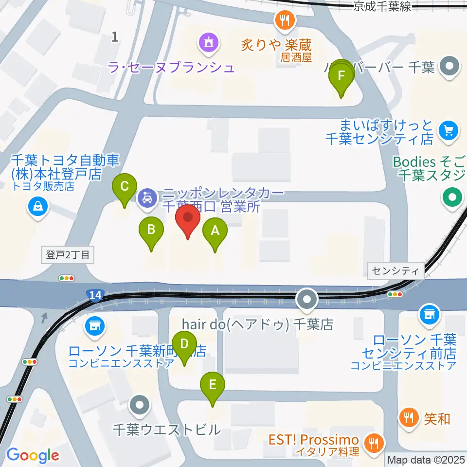 千葉センター ヤマハミュージック周辺のファミレス・ファーストフード一覧地図