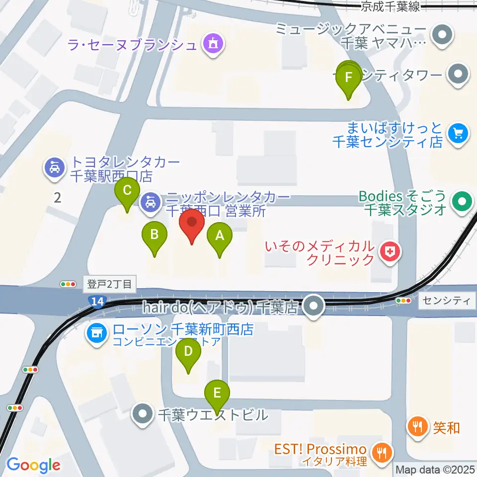 千葉センター ヤマハミュージック周辺のファミレス・ファーストフード一覧地図