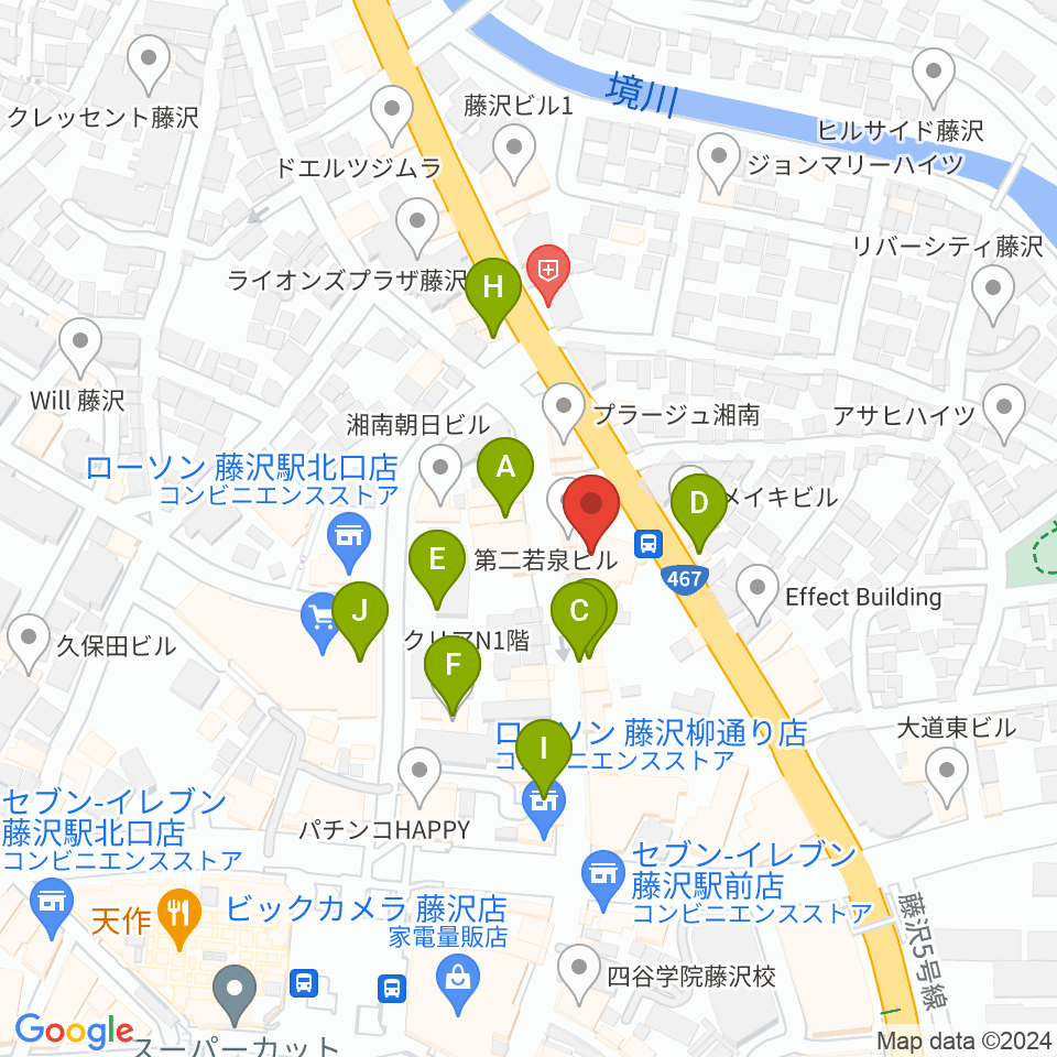 新堀ライブ館周辺のファミレス・ファーストフード一覧地図