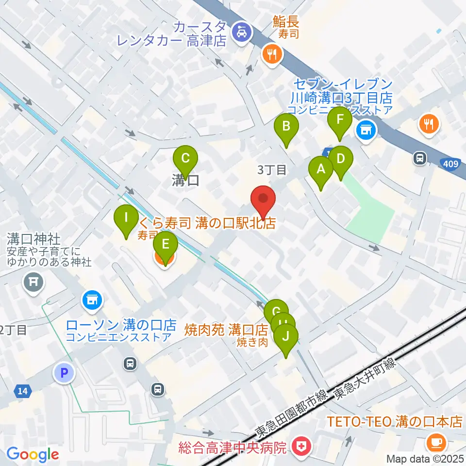 糀ホール周辺のファミレス・ファーストフード一覧地図