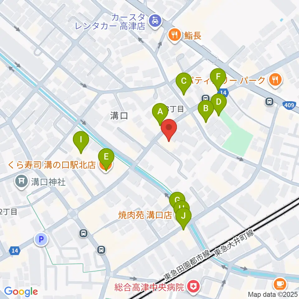 糀ホール周辺のファミレス・ファーストフード一覧地図