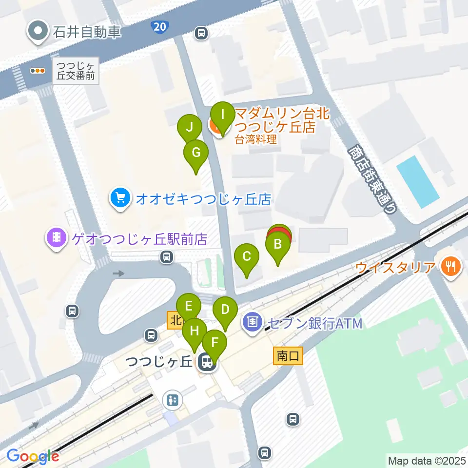 プリーマ・トーン音楽教室周辺のファミレス・ファーストフード一覧地図