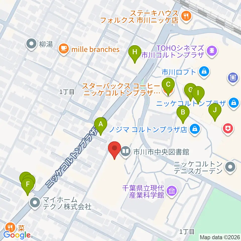 文学ミュージアム グリーンスタジオ ベルホール 周辺のファミレス ファーストフード一覧マップ