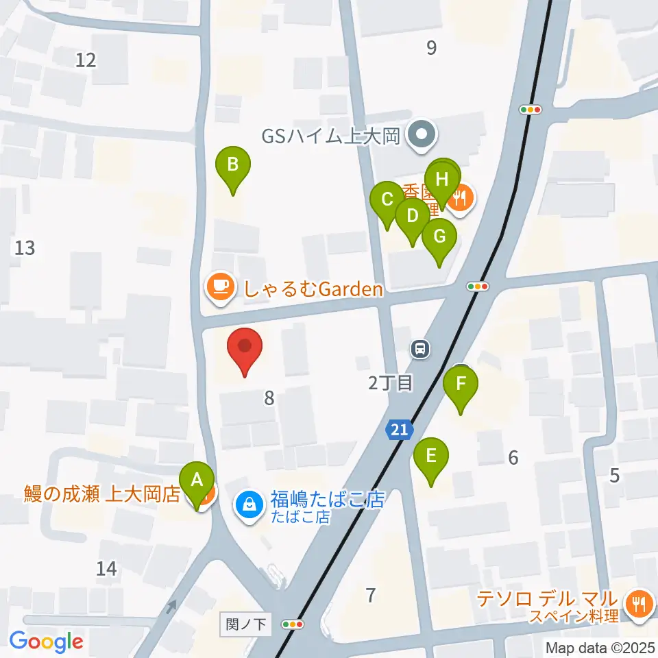 新堀ギター音楽院 上大岡教室周辺のファミレス・ファーストフード一覧地図