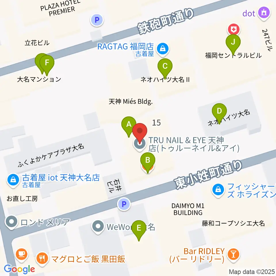 ティエンポ・ホール周辺のファミレス・ファーストフード一覧地図