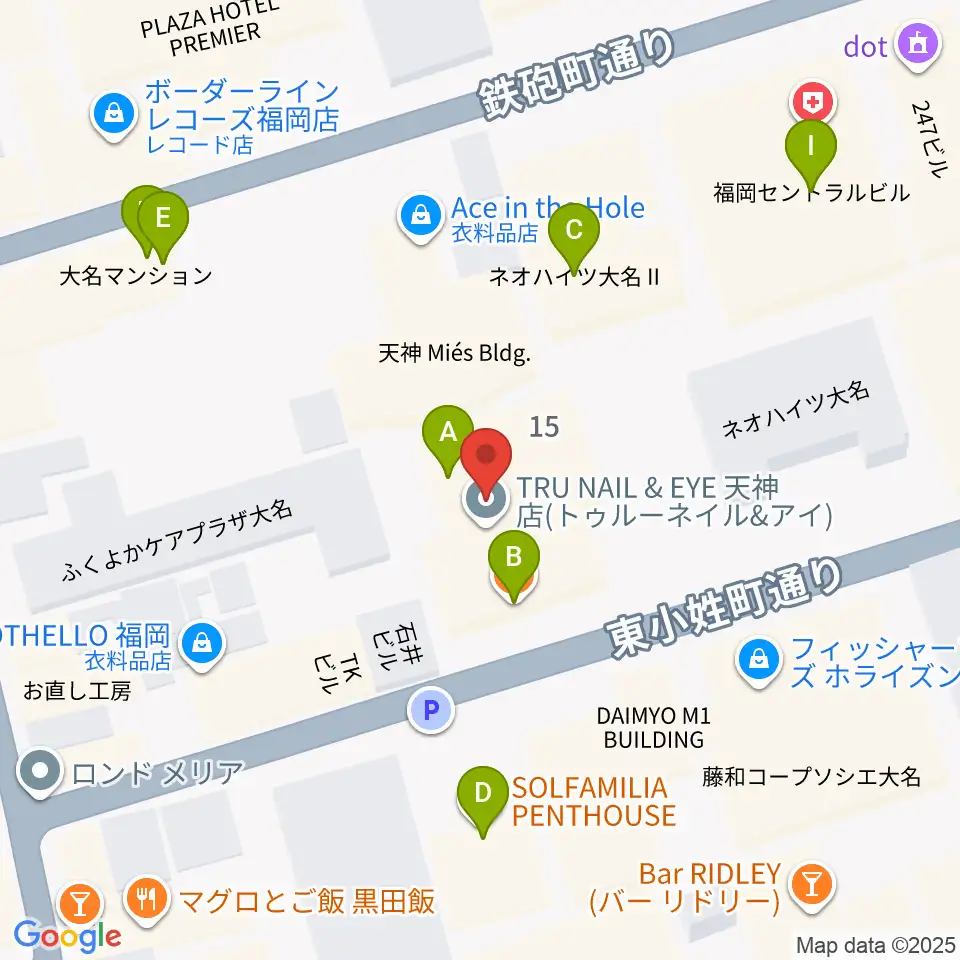 ティエンポ・ホール周辺のファミレス・ファーストフード一覧地図