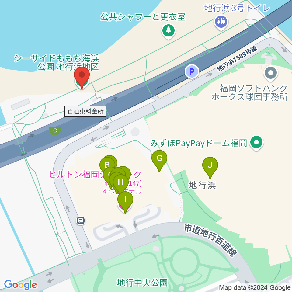 シーサイドももち海浜公園周辺のファミレス・ファーストフード一覧地図