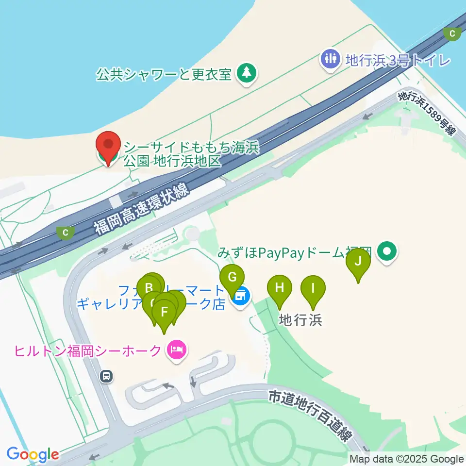 シーサイドももち海浜公園周辺のファミレス・ファーストフード一覧地図