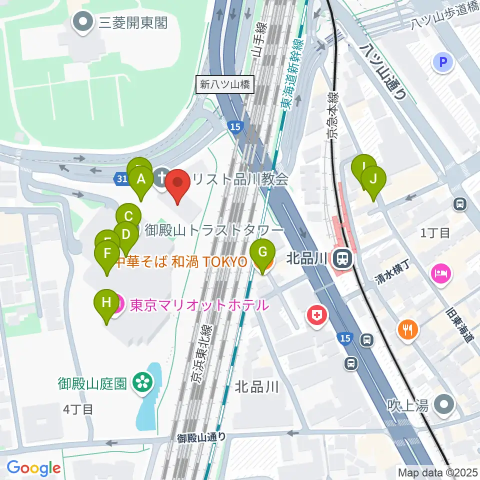 キリスト品川教会 グローリア・チャペル周辺のファミレス・ファーストフード一覧地図