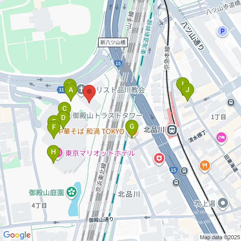 キリスト品川教会 グローリア・チャペル周辺のファミレス・ファーストフード一覧地図