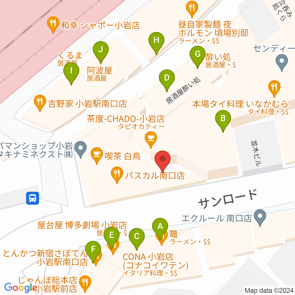 小岩ジョニーエンジェル周辺のファミレス・ファーストフード一覧地図