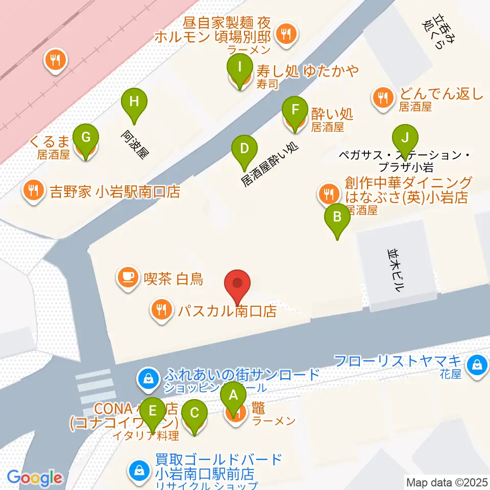 小岩ジョニーエンジェル周辺のファミレス・ファーストフード一覧地図