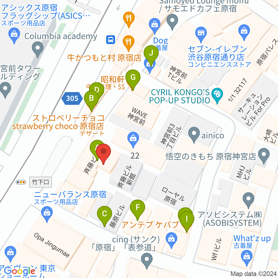 ハーモニー東京センター周辺のファミレス・ファーストフード一覧地図