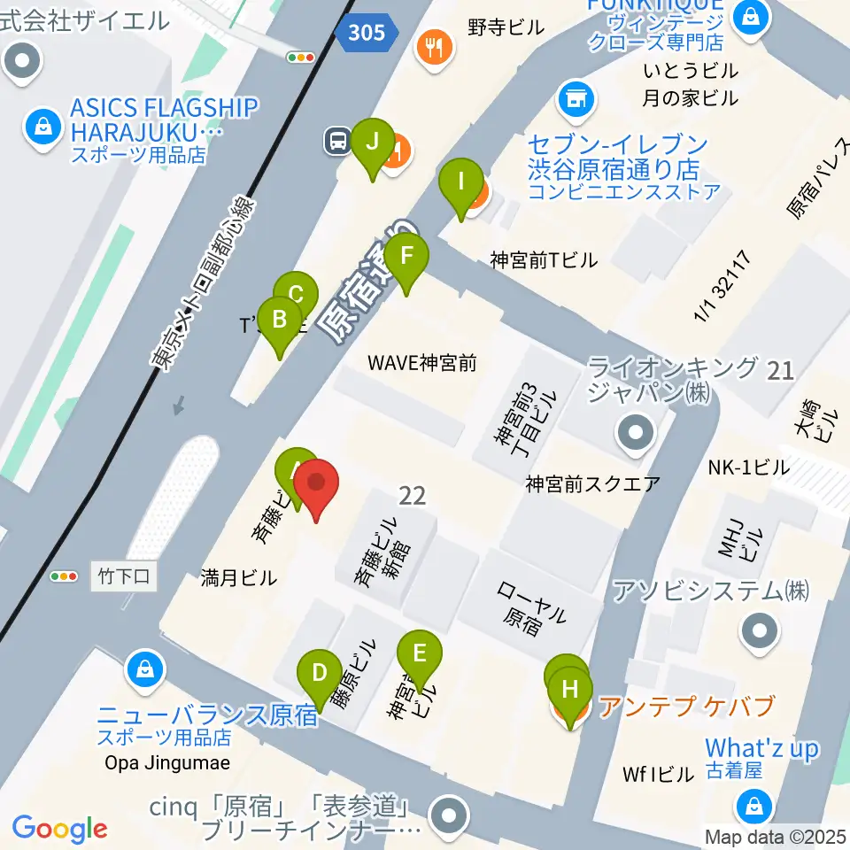 ハーモニー東京センター周辺のファミレス・ファーストフード一覧地図