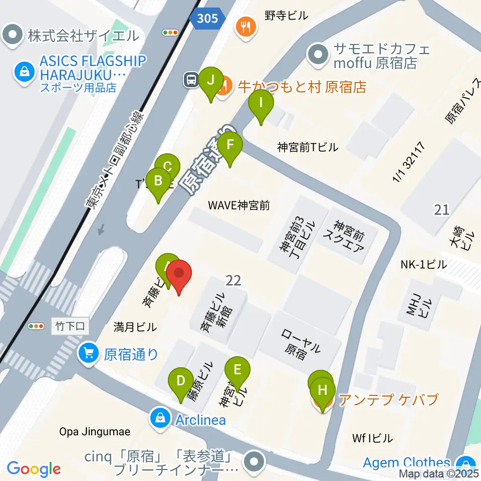 ハーモニー東京センター周辺のファミレス・ファーストフード一覧地図