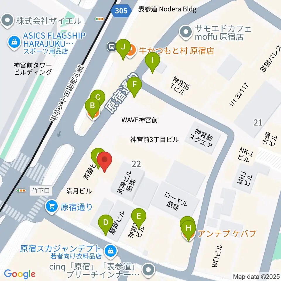 ハーモニー東京センター周辺のファミレス・ファーストフード一覧地図