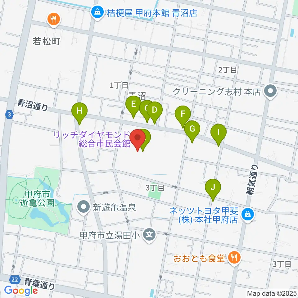 リッチダイヤモンド総合市民会館周辺のファミレス・ファーストフード一覧地図