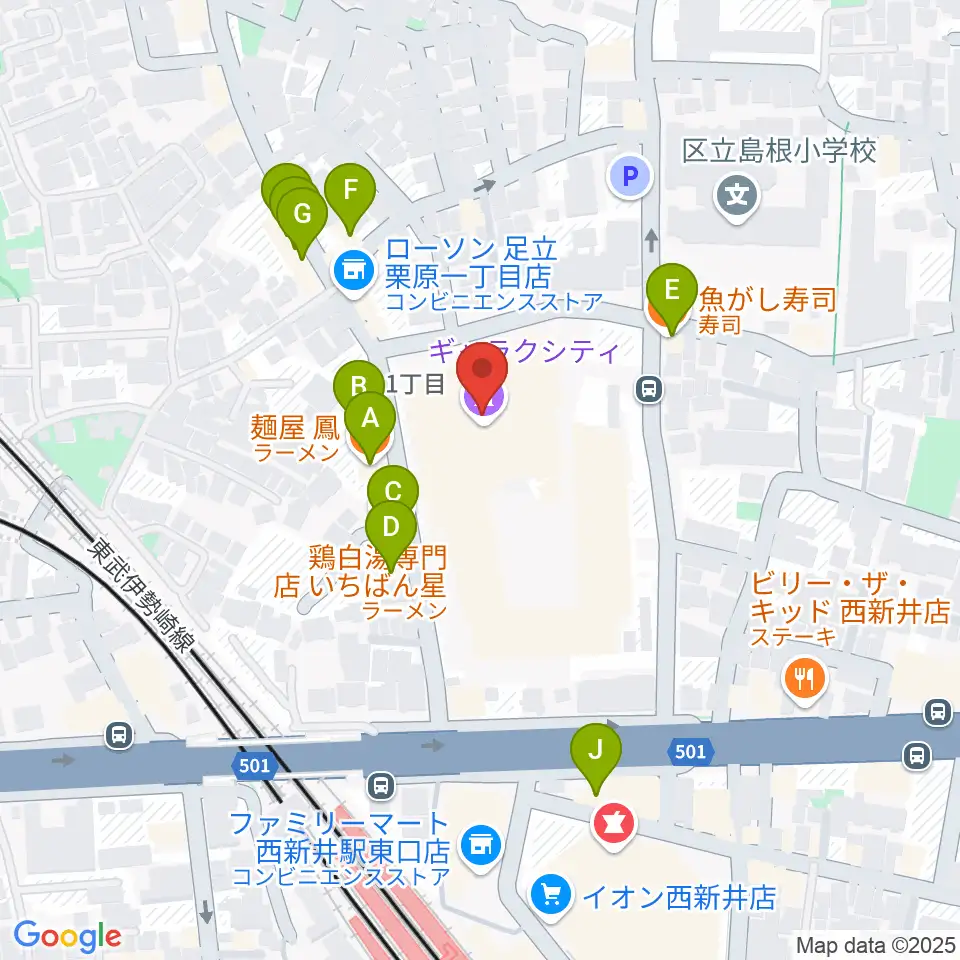 まるちたいけんドーム周辺のファミレス・ファーストフード一覧地図