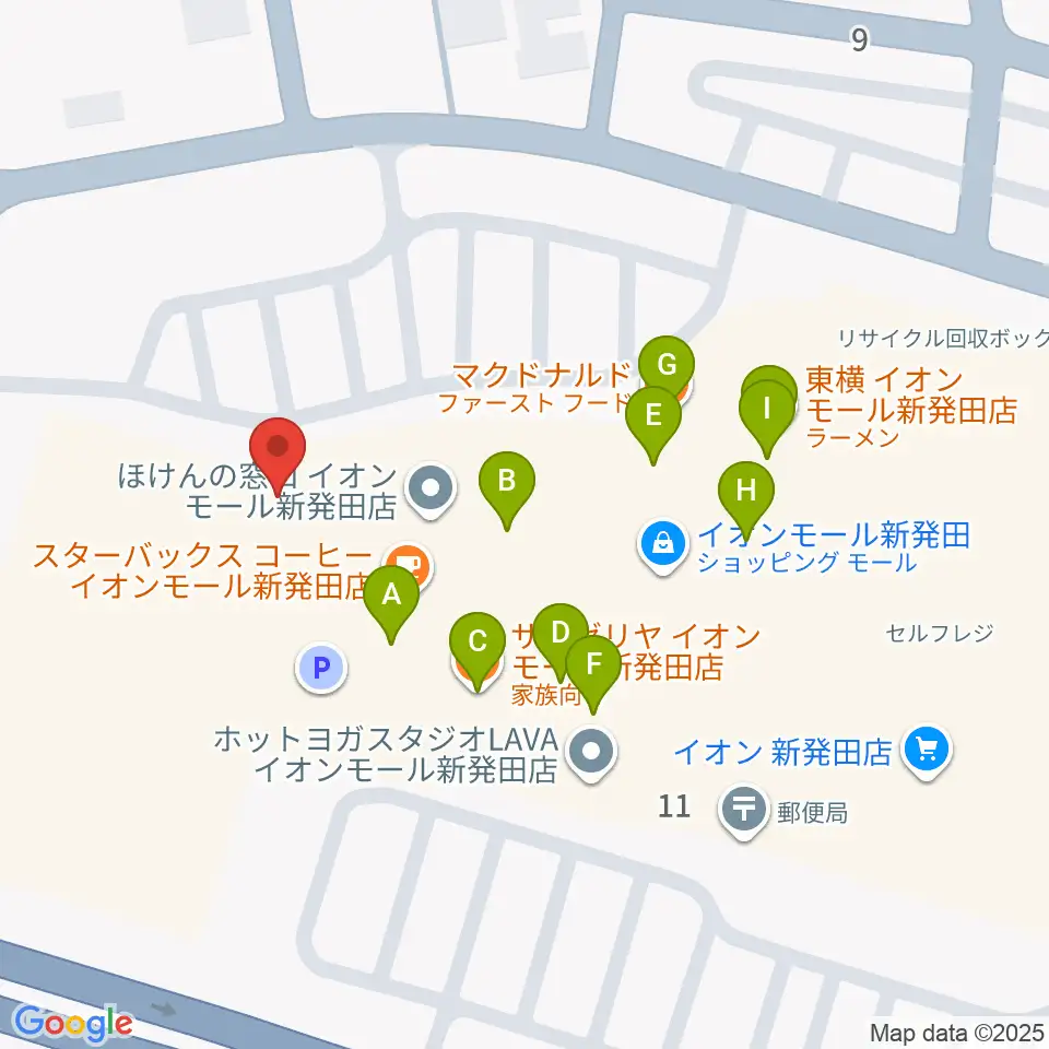 あぽろんイオンモール新発田店周辺のファミレス・ファーストフード一覧地図