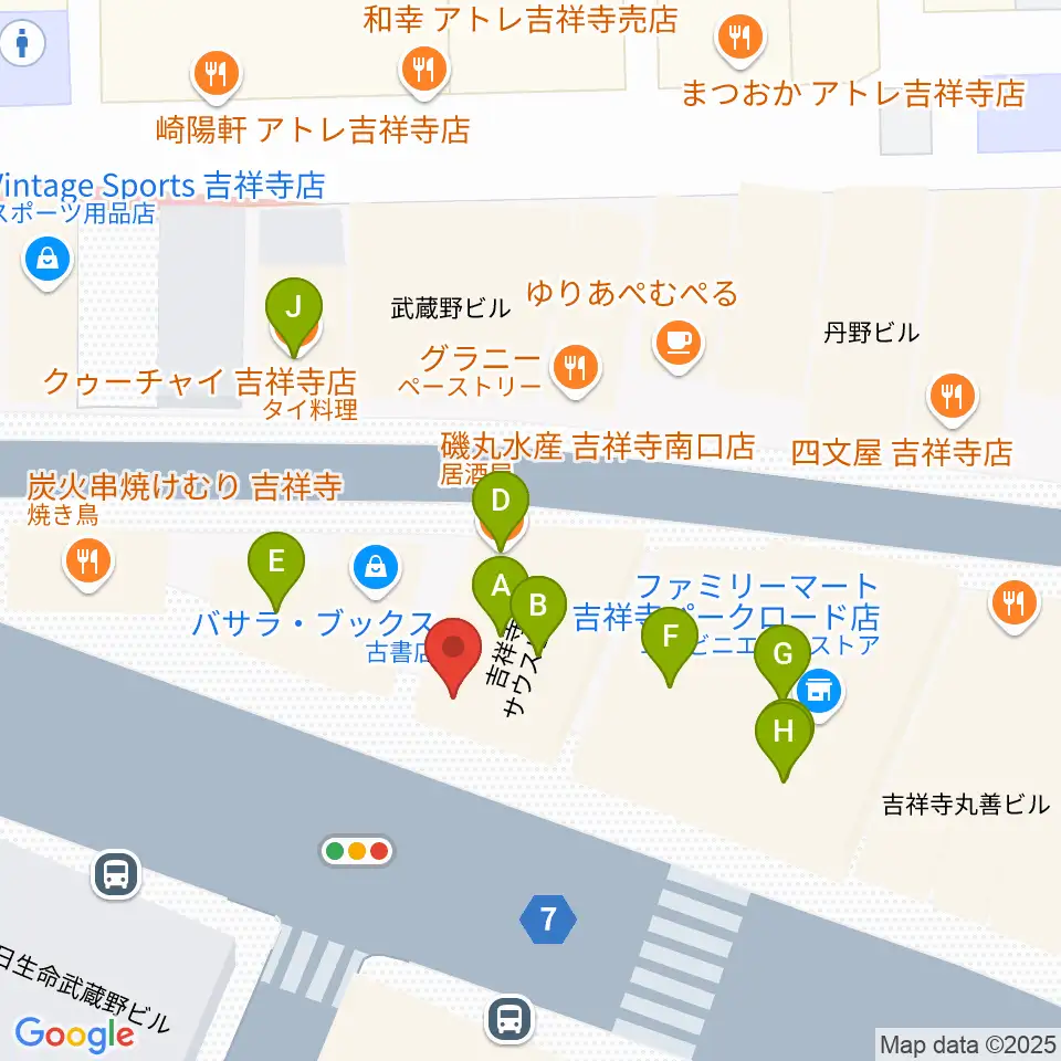 曼荼羅周辺のファミレス・ファーストフード一覧地図