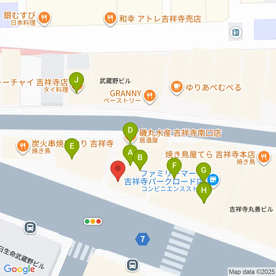 曼荼羅周辺のファミレス・ファーストフード一覧地図