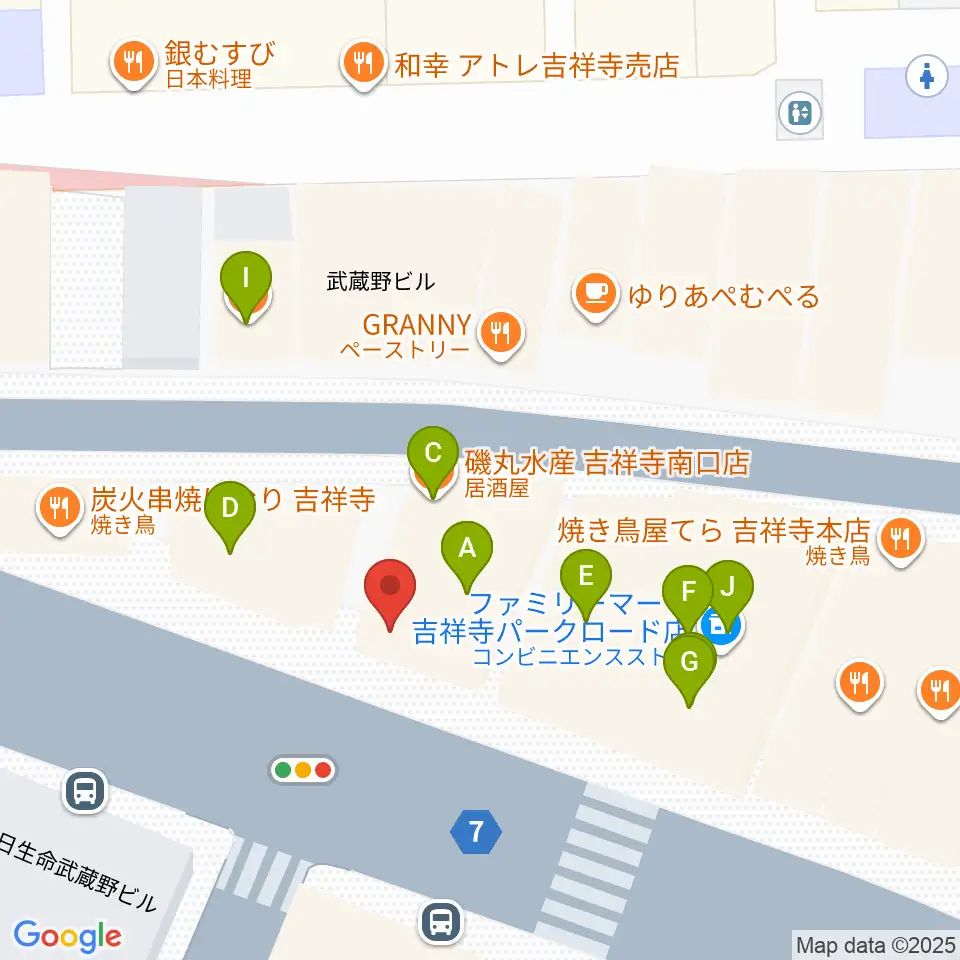 曼荼羅周辺のファミレス・ファーストフード一覧地図