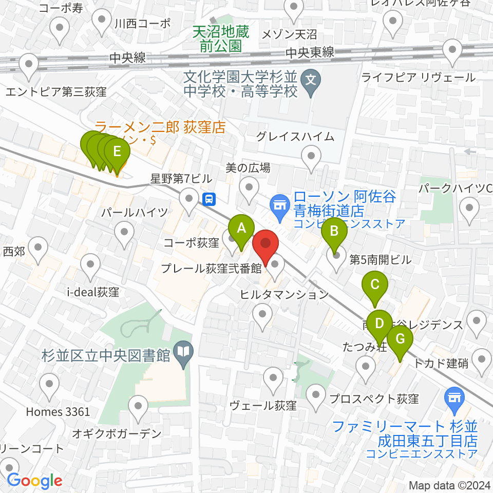 荻窪 かふぇ＆ほーる with遊周辺のファミレス・ファーストフード一覧地図