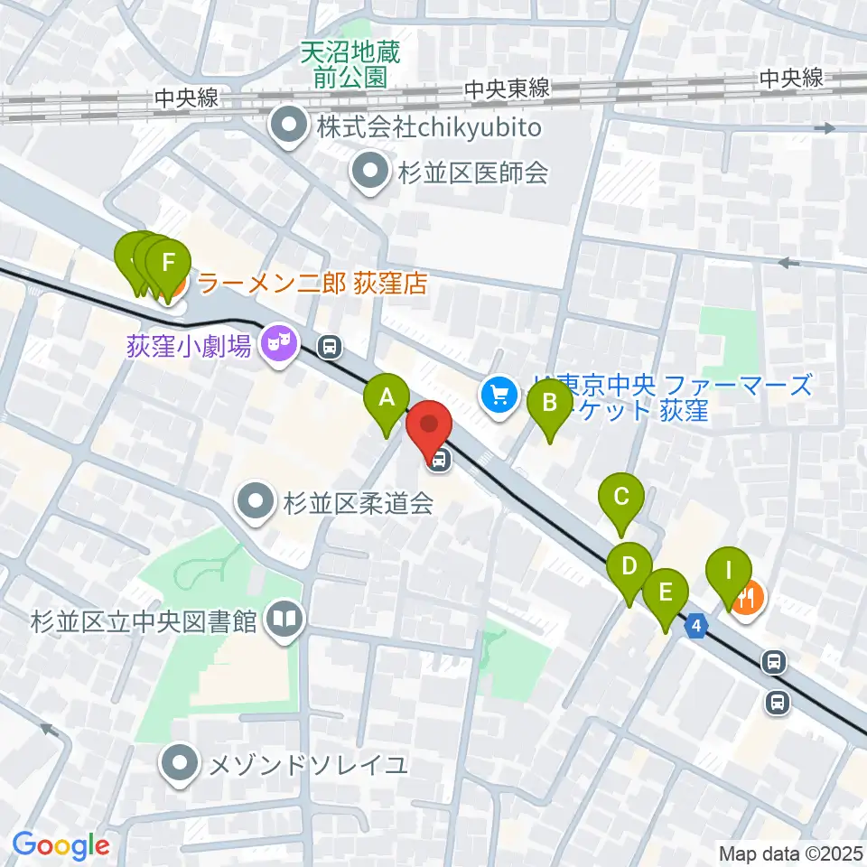 荻窪 かふぇ＆ほーる with遊周辺のファミレス・ファーストフード一覧地図