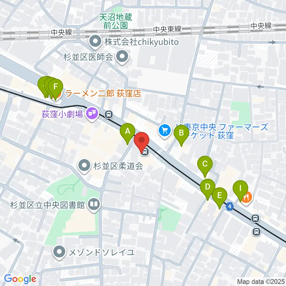 荻窪 かふぇ＆ほーる with遊周辺のファミレス・ファーストフード一覧地図