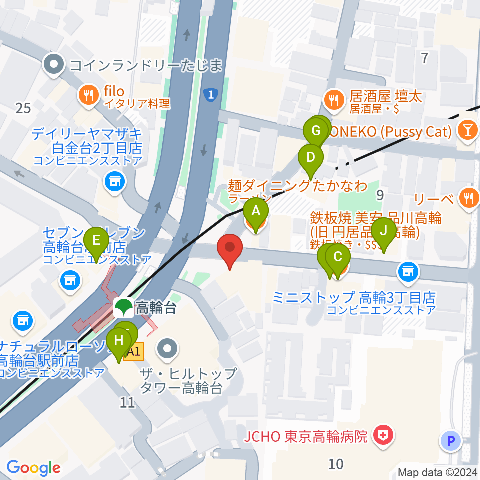 スタジオベイド高輪店周辺のファミレス・ファーストフード一覧地図