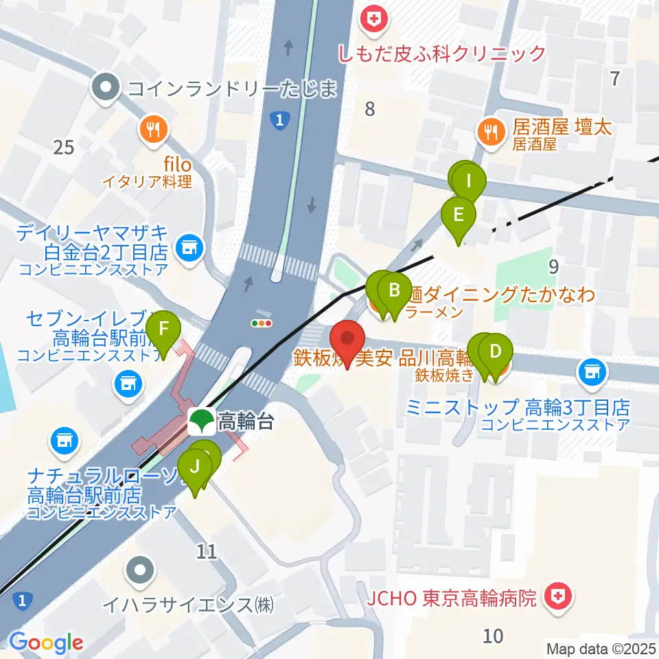 スタジオベイド高輪店周辺のファミレス・ファーストフード一覧地図