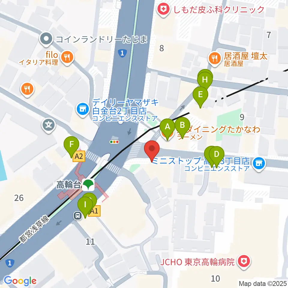 スタジオベイド高輪店周辺のファミレス・ファーストフード一覧地図
