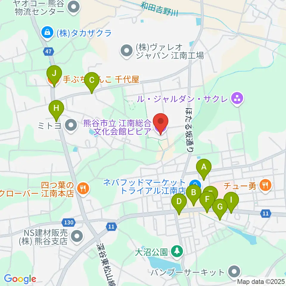 江南総合文化会館ピピア周辺のファミレス・ファーストフード一覧地図