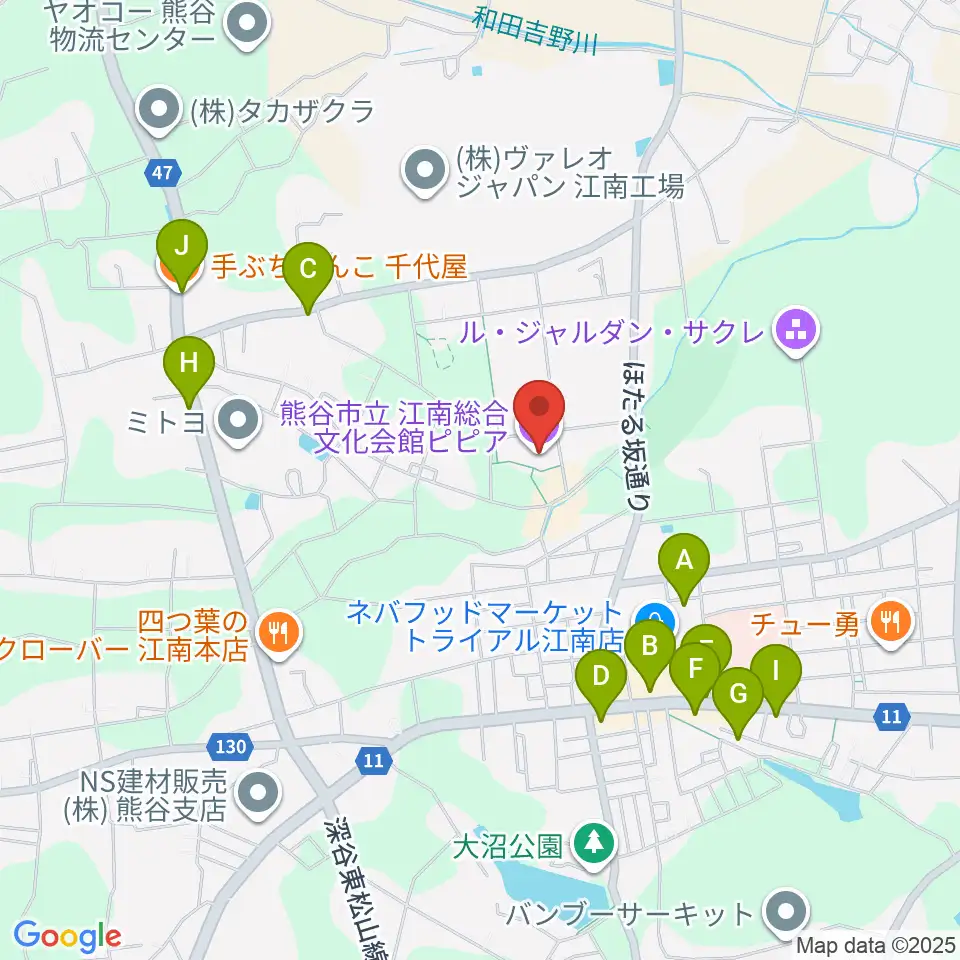 江南総合文化会館ピピア周辺のファミレス・ファーストフード一覧地図