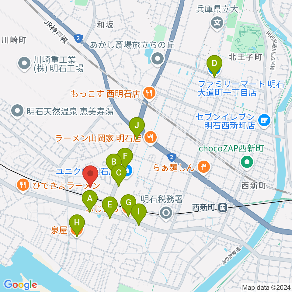 スタジオファンフル周辺のファミレス・ファーストフード一覧地図