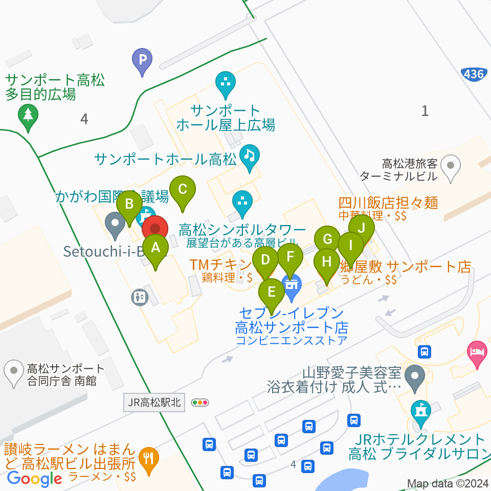 e-とぴあ・かがわ周辺のファミレス・ファーストフード一覧地図