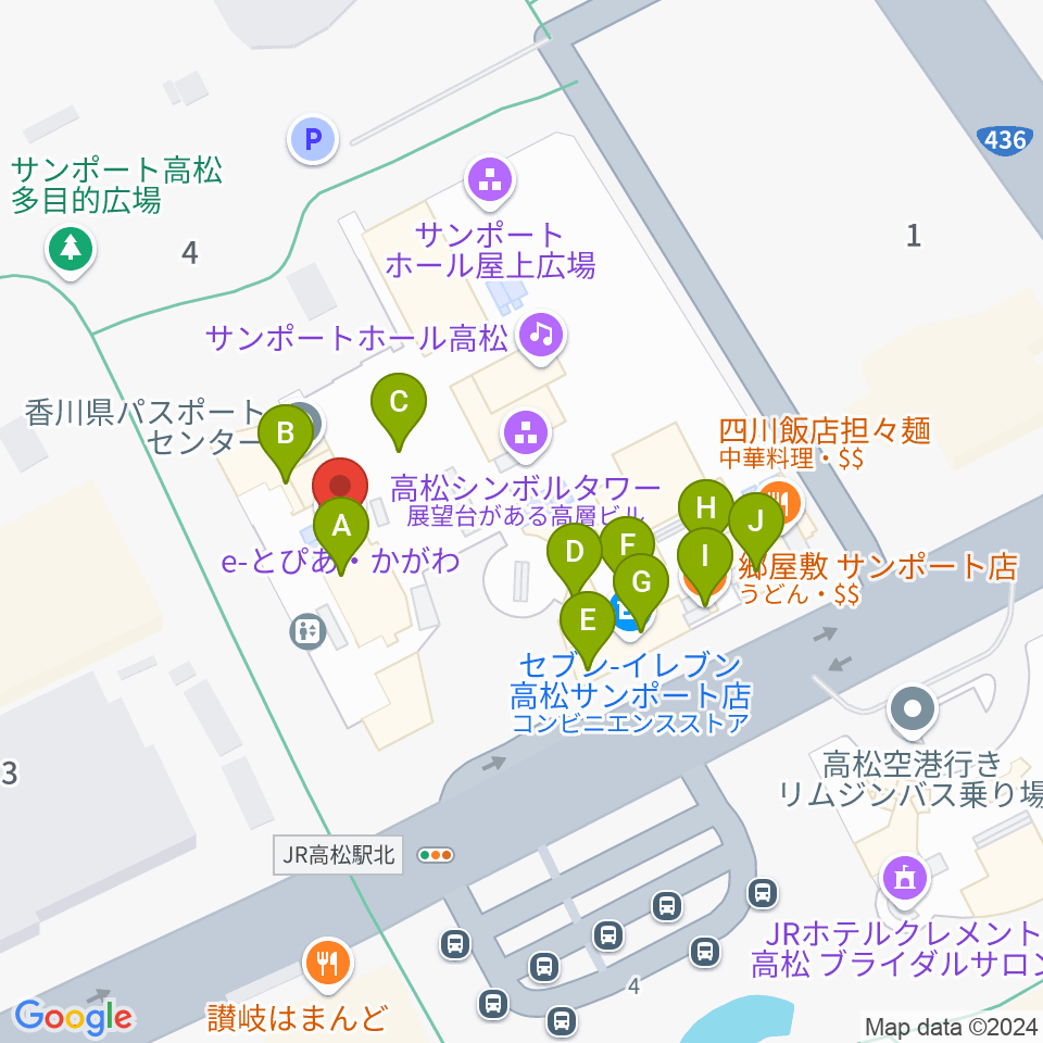 e-とぴあ・かがわ周辺のファミレス・ファーストフード一覧地図