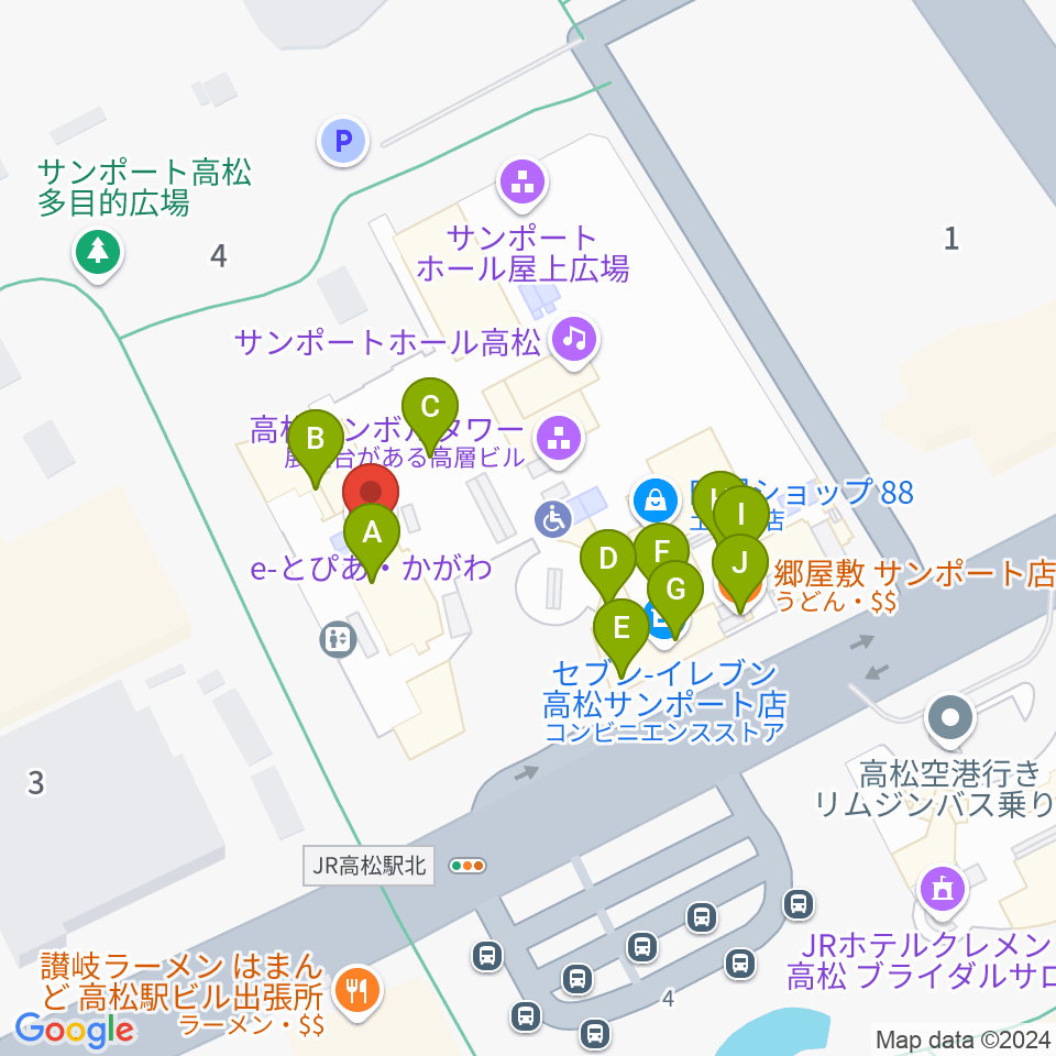 e-とぴあ・かがわ周辺のファミレス・ファーストフード一覧地図