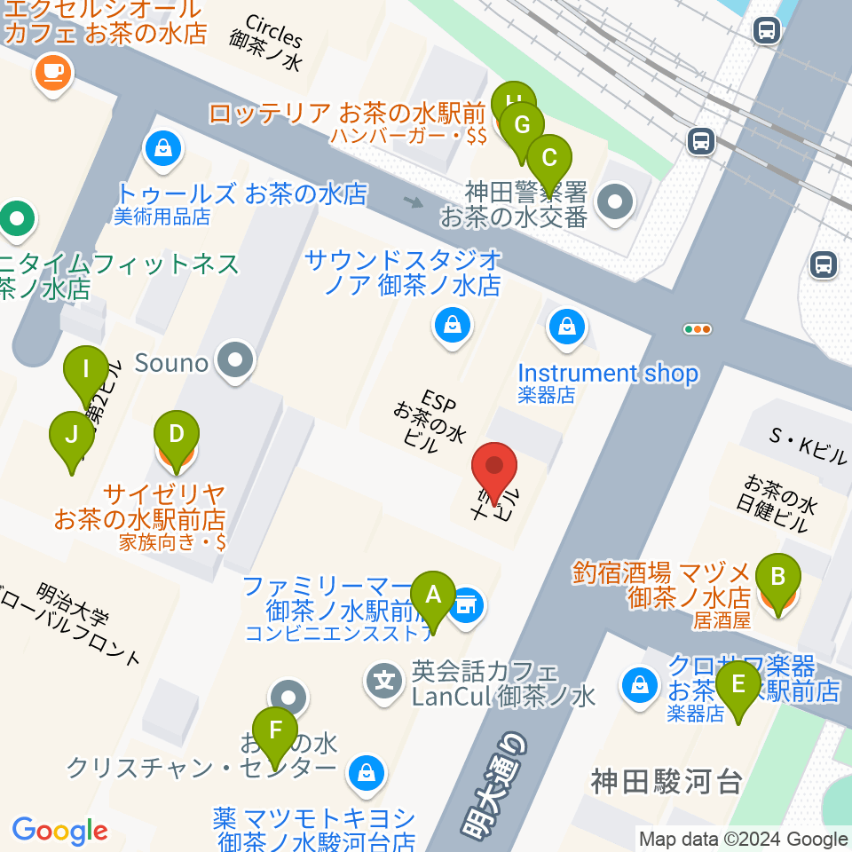 NARU周辺のファミレス・ファーストフード一覧地図