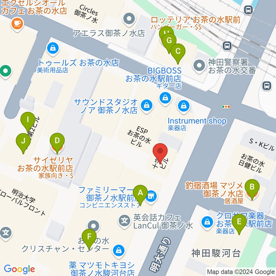 NARU周辺のファミレス・ファーストフード一覧地図