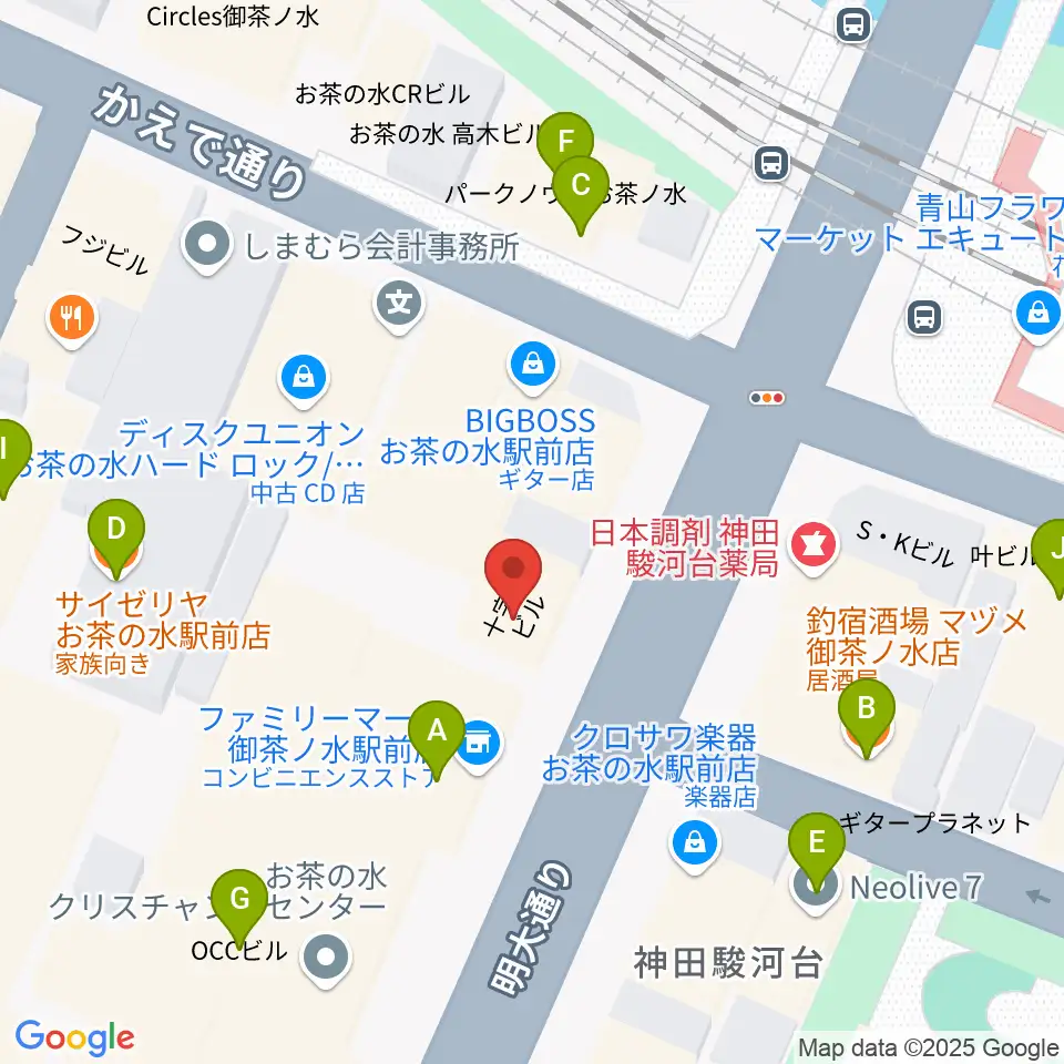NARU周辺のファミレス・ファーストフード一覧地図