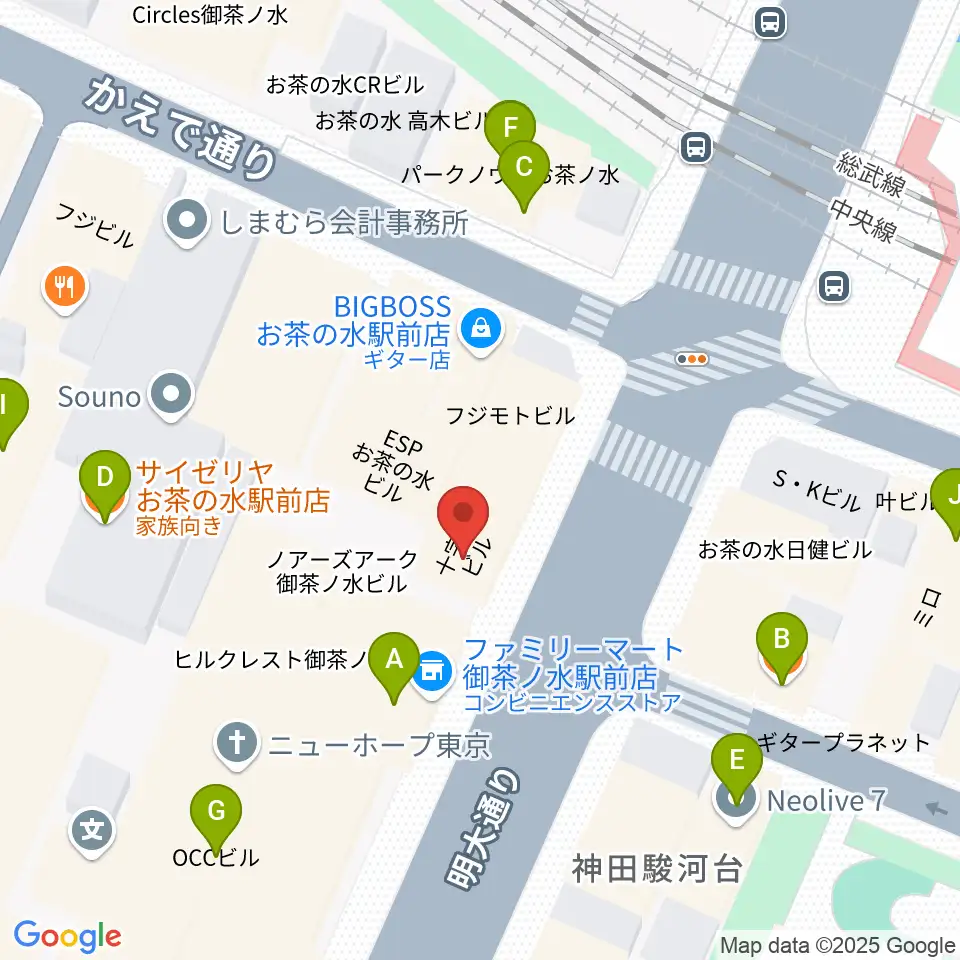 NARU周辺のファミレス・ファーストフード一覧地図