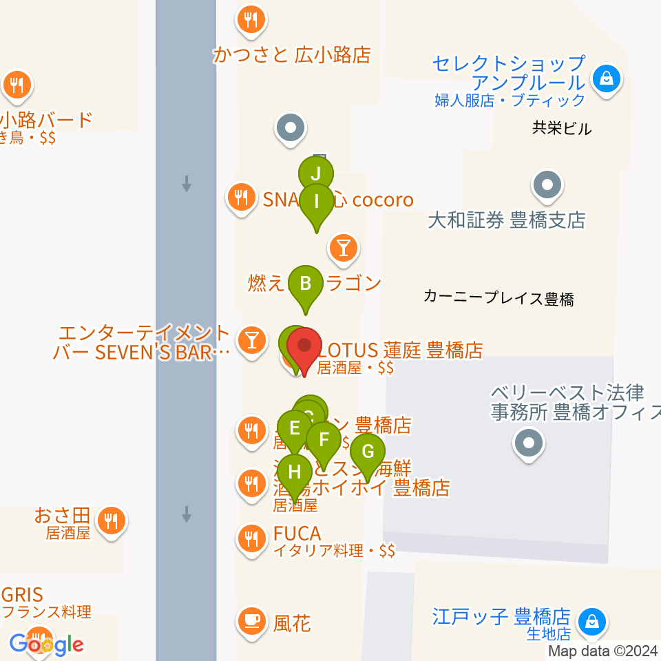 トンクボーカルスクール周辺のファミレス・ファーストフード一覧地図